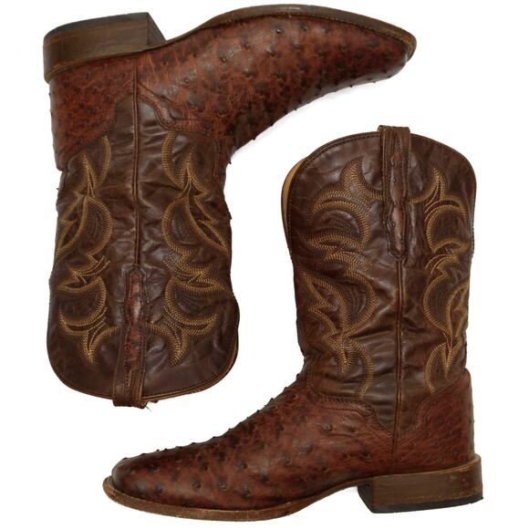 El Dorado Handmade Full Quill Ostrich Broad Square Toe Stockman Cowboy Boots 12 main image 9
